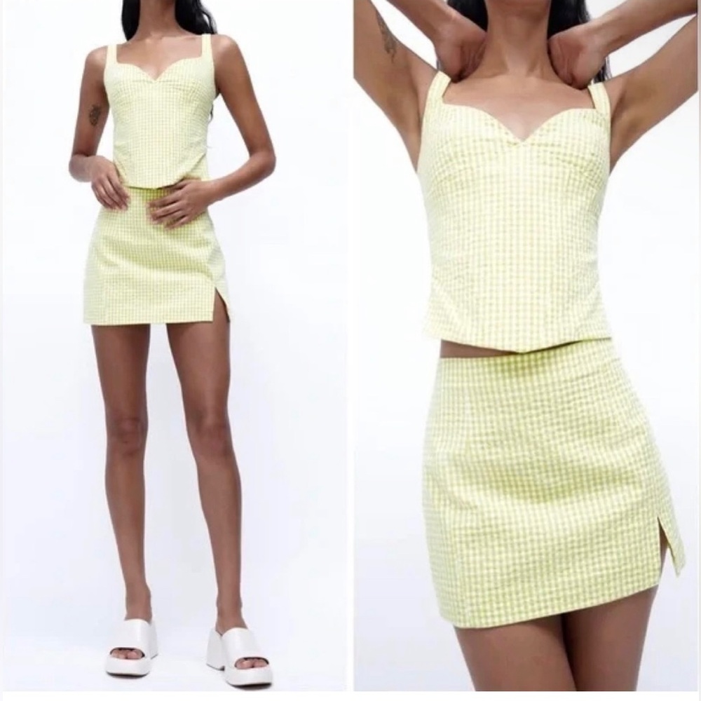 Zara gingham coord corset skirt set